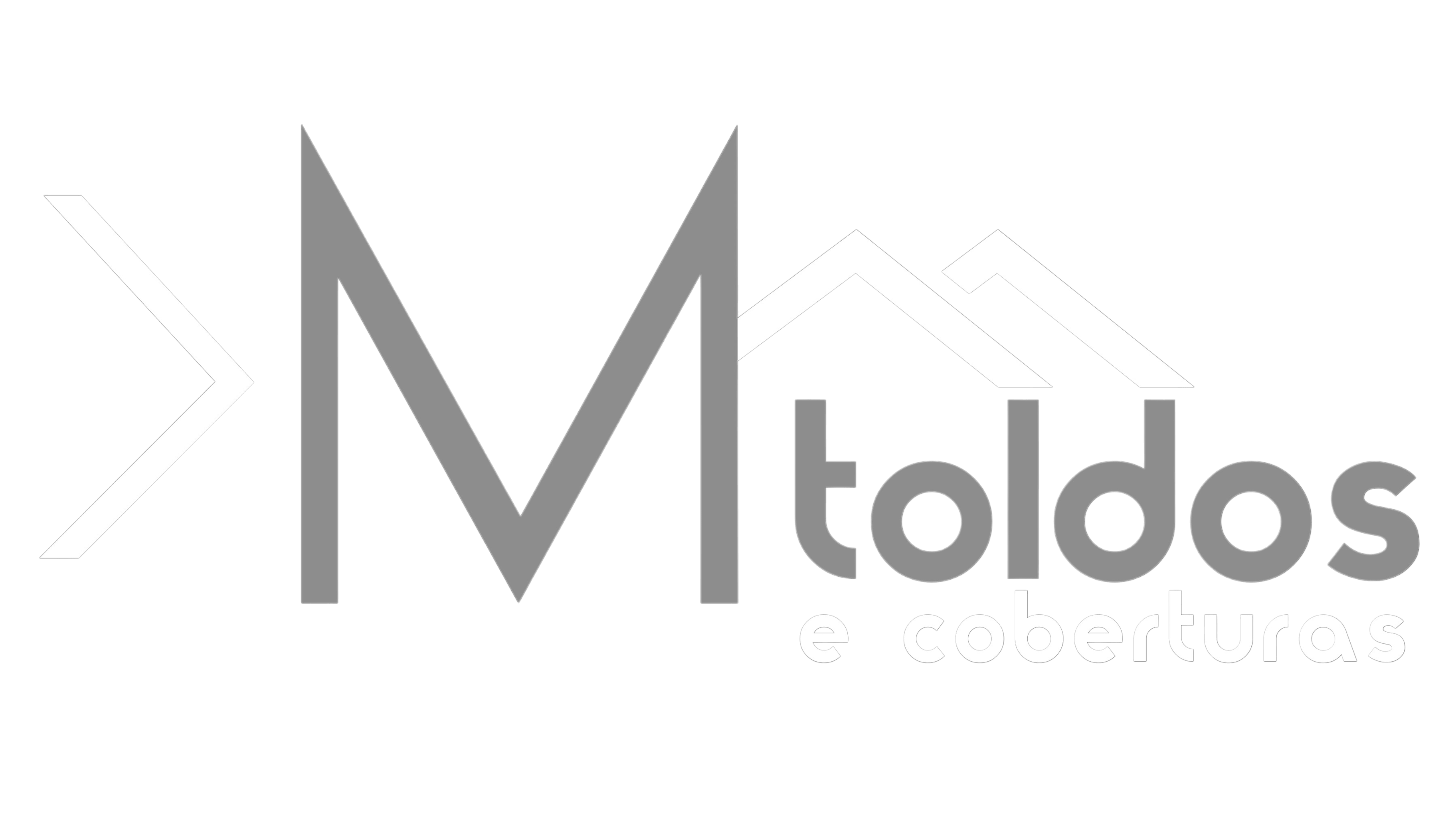 logo KM Toldos na cor branca e cinza com fundo transparente